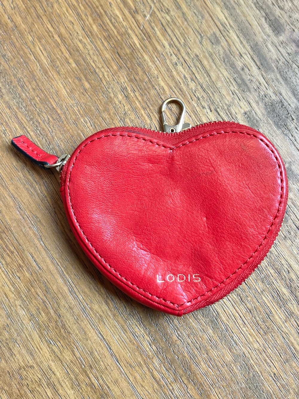 Lodis Red Heart Leather Coin Pouch with Clasp